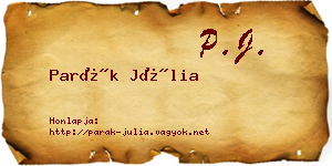 Parák Júlia névjegykártya